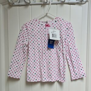 Brand New Little Me Pink and Black Heart Long Sleeve Shirt with  tags Girl 3T